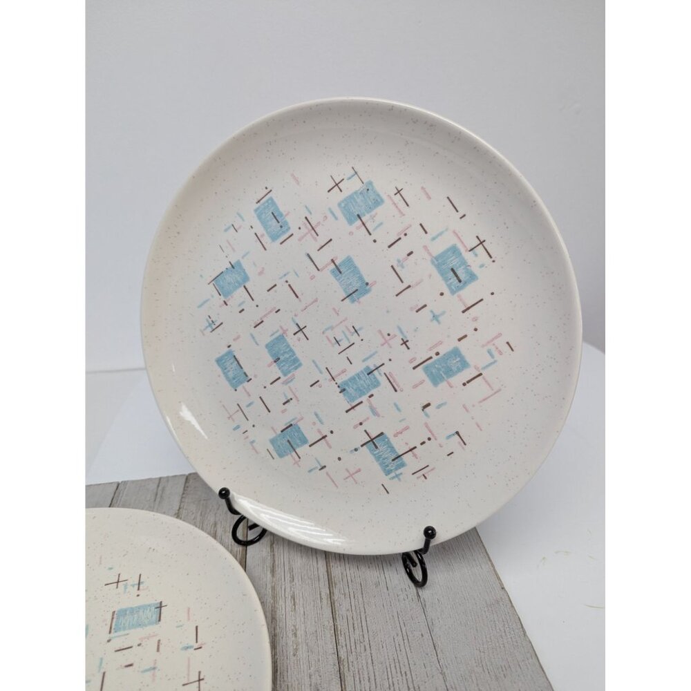 Vintage Set of 2 Vernonware Metlox Heavenly Days 10" Dinner Plates MCM - Picture 4 of 8